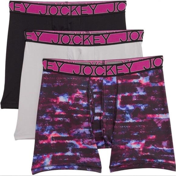 Jockey Men's Small Underwear Active Microfiber 5" Boxer Briefs 3 Pack Gray Black - Picture 1 of 7